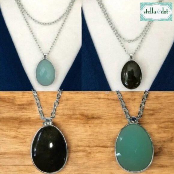 Stella & Dot Jewelry - STELLA & DOT 925 Sterling Silver Reversible Blue Quartz & Labradorite Necklace